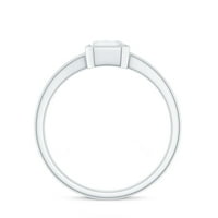 Smaragdni rez pasijans Moissinite Split Shink prsten u bezelskom okruženju, srebrna srebra, SAD 8.00