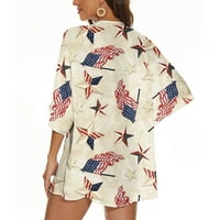 Miluxas Plus Veličina odjeća za plažu Ženska modna američka zastava za plažu od plaža Cardigan Loose
