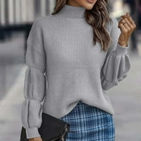Pad džemperi za žene grafički polutvrdvi turtleneck dugi rukav pulover TOP SOLD COLOR casual džemper