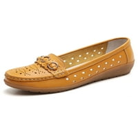Oucaili Dame Stanovi sklizne na casual cipele izdubljene natikače Udobne klinove hodanje cipele Žuta