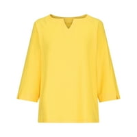 Hueook bluza s dugim rukavima za žene plus veličine čvrste boje modnih ležernih majica s majicom