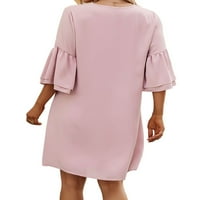 Ljetne haljine za ženska majčin dan Čvrsta boja elegantne sunčeve haljine dvostruko sloj ruffled manžetna