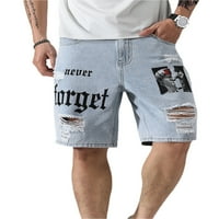 Muške casual traper kratke hlače raširene uzorku Ispiši ljetne traperice s džepovima