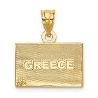 Real 14KT žuti zlatni čvrsti emajlirani privjesak za zastavu Grčka; za odrasle i tinejdžere; Za žene