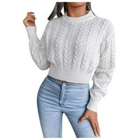 Ženski prevelirani džemper za posade O-izrez dugih rukava labav pleteni džemper, pulover, skakač