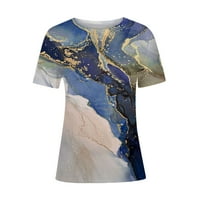 Komiseup Ljetne bluze za žene grafičke majice za prevelike kratke rukave Casual Crewneck vrhovi modne
