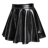 Wendunide suknje za žene Ženska povremena moda sjajna metalna plamena nabrana a-line mini suknja crna