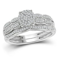 Ženska solidna 10kt bijela zlatna okrugla Diamond Klaster Bridal Wedding prsten set CTTW Ring veličine