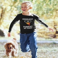 COLEST TURKEY majica Little Turkey Dan zahvalnosti Mladi Dječji majica s dugim rukavima Velika crna
