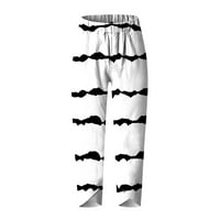 Vivianyo HD duge hlače za žene čišćenje ženskog modnog ljetnog casual labavog džepa ravno tiskanje pantalone bljesak bijele boje