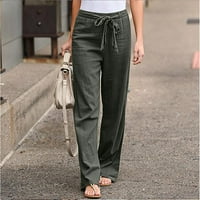 Ženske hlače sa visokim strukom Ležerne prilike za vuču na crtežom Comfy ravne noge dugačke pantalone