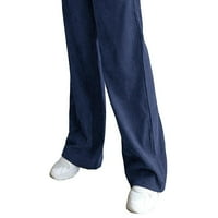 Ženske hlače sa čvrstim visokim strukom Široke pantalone mornarice plavi xs