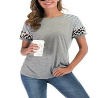 Ženske tunike T-majice Kratki rukav Crewneck Ljetni vrhovi modni casual osnovni tee blok blok košulja
