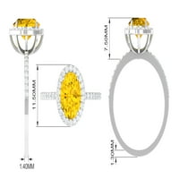 Klasična laboratorija stvorila je žuti safirni prsten sa moissitnim halo, srebrnim srebrom, US 8,50