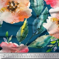 Soimoi Poly Georgette Tkaninski cvijet i ostavlja akvarelor ispisana zanata tkanina od dvorišta široka