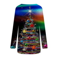 Patlollav ženski božićni dugi rukavi bluza za bluzu za ispis majica Multicolor XXL