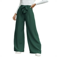Yskkt ženske visokog struka labave ležerne klasične pantalone široke noge odijelo elegantne pantalone sa džepovima S-2XL