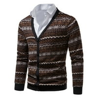 Muški džemper Moderna fit jakna Cardigan Casual V-izrez MENS CARDIGAN džemper smeđi m