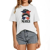 Merica 4. srpnja SAD zastava Girl Women za sunčane naočale MESSY BUN majica