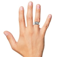 Za vas crno-bijeli prirodni dijamantski okrugli rez u 14k bijeli zlatni vjenčani muški prsten za muškarce