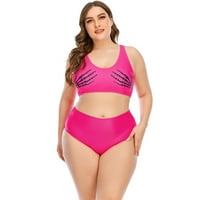 Ženski klike kupaćih kostimi plus veličina Žene plus veličine Štampanje Split kupaći kostimi Bikini uz plažu kupaći kostimi odijelo ružičaste L