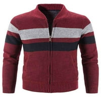 Prednjeg swalk muški džemper sa džepovima sa džepovima Slim Fit Contrast Color Pleted Zip up džemper
