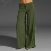Huachen ženske čvrste boje tanke-mode pantalone Ležerne prilike džep za mršavljenje multi-džepa široko-noga