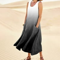 Ljetne haljine za žene Maxi slobodno vrijeme od ispisane haljine bez rukava sa sunčanim rukavima casual