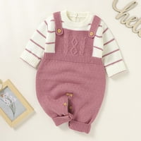 Odjeća Pletene duge djevojke prugasti džemper Romper odijelo za bebe Komusice za bebe Boys rukav pamučni