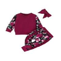 Mialeoley Baby Girls odijelo, s dugim rukavima cvjetni ispisani patchwork topworks + tiskane rufšene