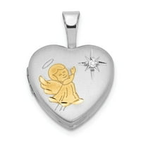 Jewels Sterling Silver Rodium pozlaćeni i dijamantski anđeo srce locke