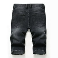 Muške ljetne kratke hlače patentne kratke hlače Elastične tanke casual traper šorc omotaju muške hlače za muškarce -Ne