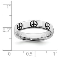 Čvrsti sterling srebrni slaganje emajliranog mirovnog prstena za mir Vječnost Veličina 6