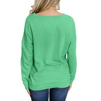 Ersazi ženske bluze s dugim rukavima Ženska modna okrugla vrata Pulover dugih rukava Puno ležerne majice na vrhu na čistovanju Zelene bluze za žene Trendy l