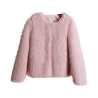 Ženski ležerni jesen zimski obrezirani kaput toplo slatka čvrsta boja Fuzzy juniori FAU krzno pulover vrhove