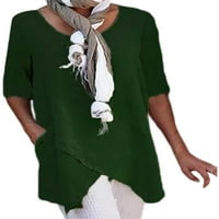 Avamo Žene Ljetne vrhove Majica Čvrsta boja Majica s pola rukava Radni ležerni pulover Vintage Crew izrez Tunika Bluza Green M