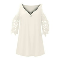 Pejock Women Plus Veličina Ljeto izdubljena majica Casual CALCEL Half Sleevev-izrez za bluze za bluzu