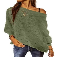Ženska jesenska i zimska modna modna boja pletena labava džemper