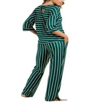 Veličina S-5XL Casual Baggy Pijamas postavio je za spavanje s dugim rukavima za žene jesen zimska prugasta noćna odjeća Soft PJ Loungewear