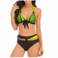 Ženska traka za čišćenje bikinija, dvostruki kupaći kostim za žene Ljeto plaža Outfit Sexy Cheeky High Struk Brazilski bikini kupaći kostimi kupališta zelena xxl