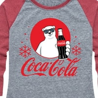 Coca-Cola - Polarni medvjedi krug sa snježnim pahuljicama - Ženska grafička majica Raglan