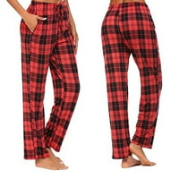 TAWOP SLEEPEWEWER WOMENS Ležerne prilike udobne ploče PAJAMAS široke pantalone za noge Long Yoga Hlače crvene 12