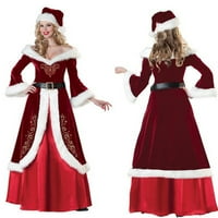 Šarene gospođe Santa kostimi za žene, santa pomagačke haljine s velikim šezdimcima božićnim poklonima, 3-komad