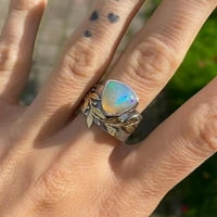 Lroplie prstenovi za žene djevojke Vintage Exquisite ostavlja Opal Diamond Nakit Pokloni