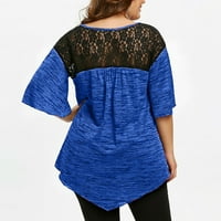 Ženski vrhovi V-izrez Čvrsta bluza Casual Women modne majice za lakvice Blue 5xl