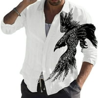 Luxplum muške košulje dugih rukava Tunička košulja leptir tiskane vrhove Redovna fit bluza Holiday Style