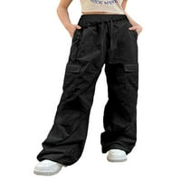 Ciycuit ženske pantalone za široku struku velike struke čvrste vučne elastičke baggy duge hlače sa džepovima