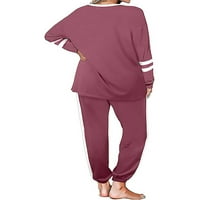 Paille Dame Jogger set dugih rukava s dugim rukavima Workout Nosite dvije outfit elastične wais pantalone Fitness pidžama ružičasta S