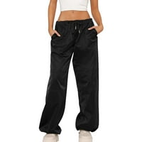 Foto-spremne odjeće, axxd solidne hlače za slobodno vrijeme džepovi Loose hlače za žene čišćenje $ crna