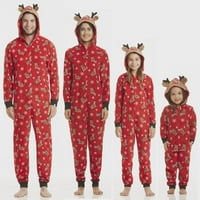 Viworld Božićna porodica podudaranje sa hoodie pidžamom Reindeer Romper s dugim rukavima jedan kombinezon